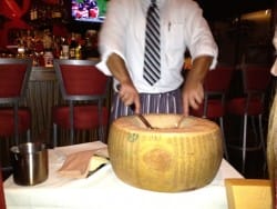 risotto prepared in a cheese wheel